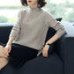Spring and Autumn Half Turtleneck Thick Sweater Loose Short Knit Sweater All-match Solid Color Long-sleeved Bottoming Shirt