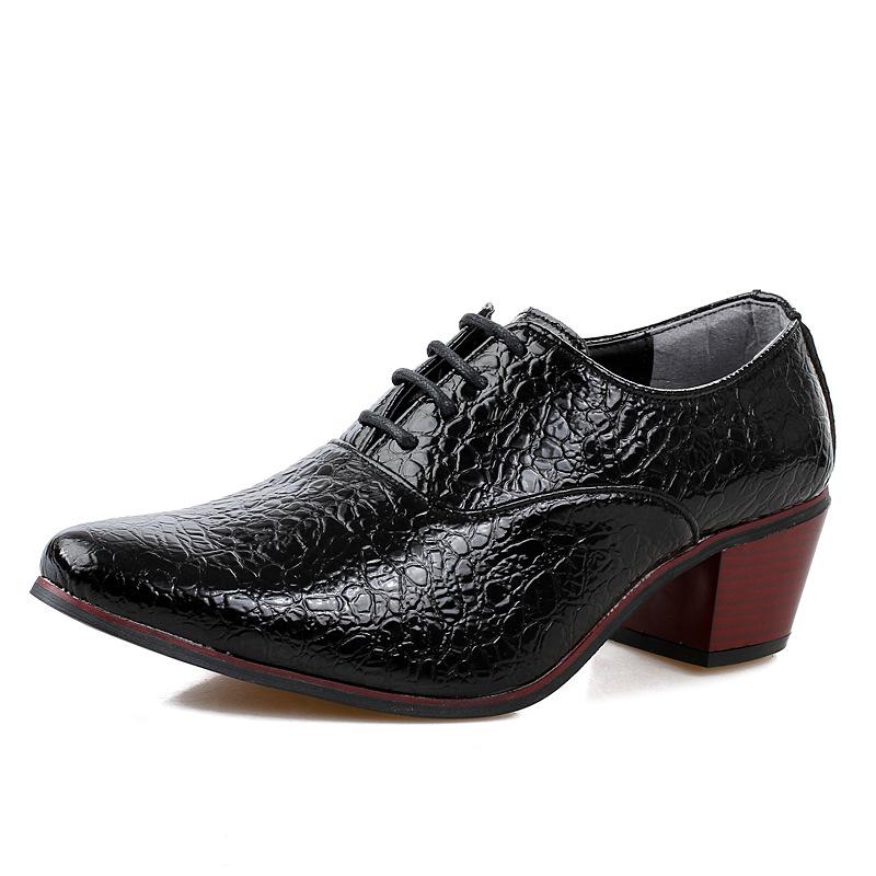 Men'S Leather Shoes Red 7Cm High-Heeled Casual Dress Shoes
