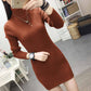 Autumn Winter Women Knitted Dress Turtleneck Sweater Dresses Lady Slim Bodycon Long Sleeve Bottoming