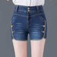 High-waisted Denim Shorts Women's Summer Wear Stretch Large Size Was Thin and All-match Casual Straight-leg Pants