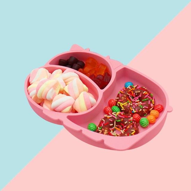 Silicone Baby Plate Food Grade Children's Feeding Bowl Dining Plate Cartoon Dishes Suction Toddle Training Tableware Kid NO BPA