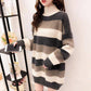 Women's Striped Turtleneck Sweater Long Sleeves Loose Mid-length Pullover Sweater Jumper