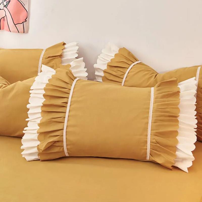 Two Solid Color Lace Pillowcases Skin-friendly Sanding Pillowcase Single and Double Children Pillowcase Inner Liner Cover