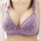 Women's Bra Sexy and Comfortable No Steel Ring Bra Middle-aged and Elderly Large Cup Printing Adjustable Breast Underwear Bra