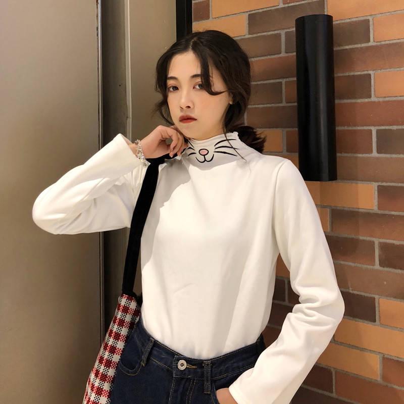 Pofulove Turtleneck Bottoming Shirt Long Winter Plus Velvet Half  Slimming Slimming Slimming