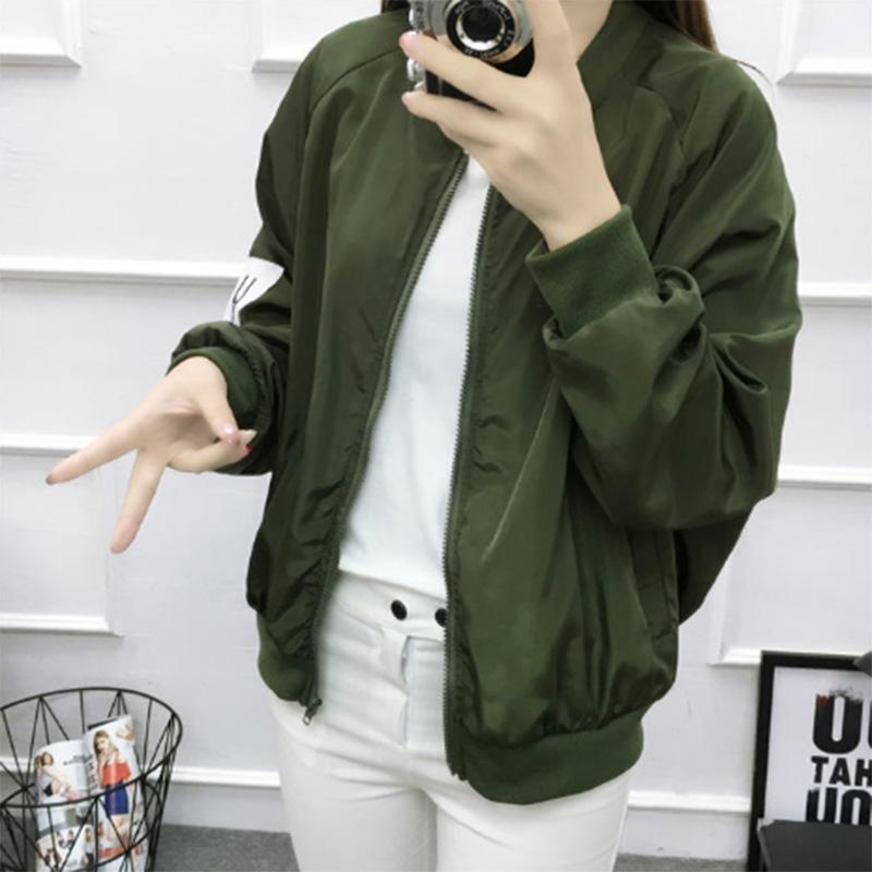 Spring and Autumn Sports Baseball Uniform Jacket Women's Solid Color Trend Loose Student Printed Jacket