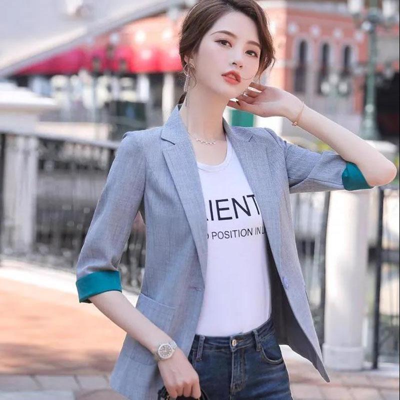 Spring Temperament Single-breasted Suit Two-piece Professional Wear Age-reducing Temperament Casual Solid Color Suit Women