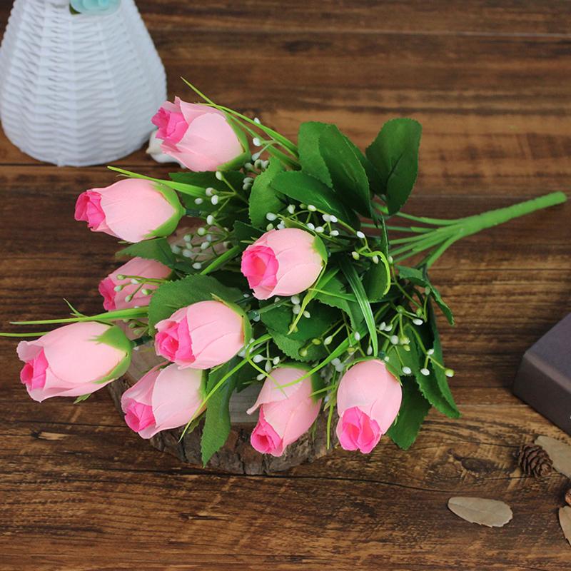 Single Fake Flower Simulation Bouquet Plastic Flower Rose Flower Small Bunch Fabric Decoration Flower Arrangement Flower Silk Flower