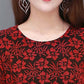 Women's Spring and Autumn Long-sleeved Top Large Size Waist Round Neck Printed Top