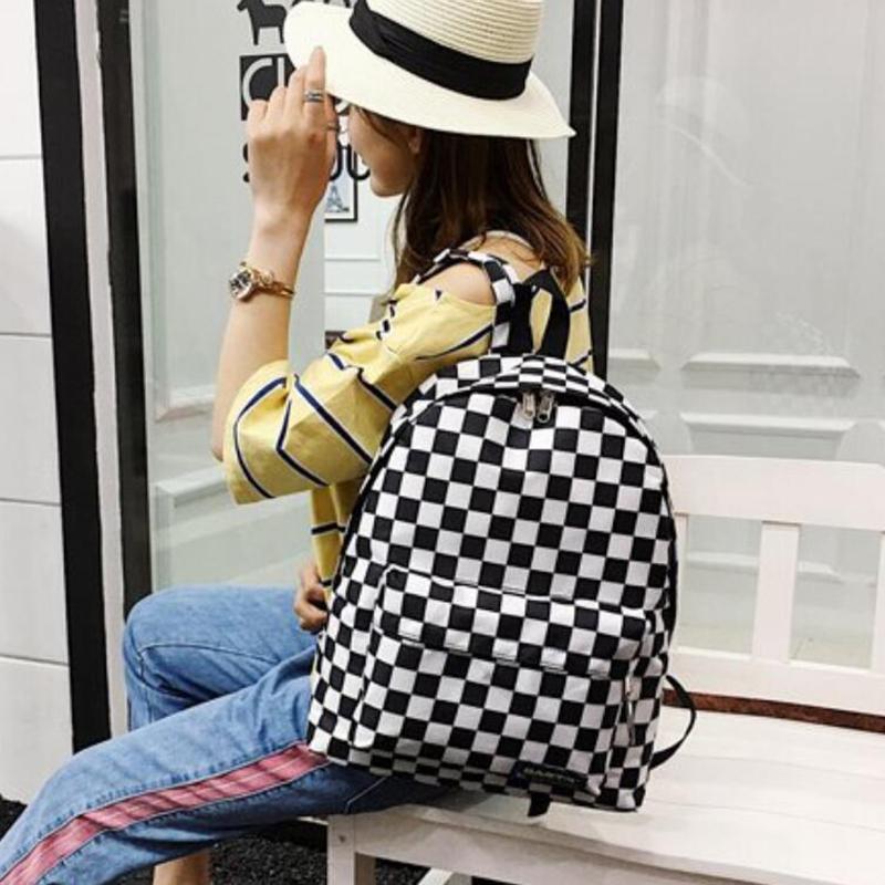 Unisex Plaid Nylon Design Daypack Laptop Backpack Book Bags for School Backpack Casual Rucksack