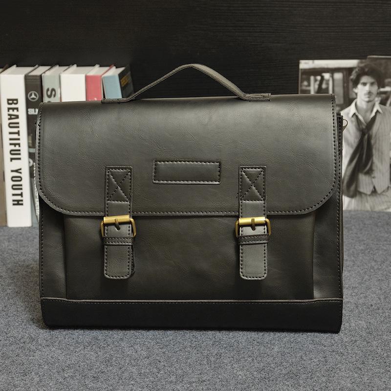 Business Briefcase Men Retro Matte Leather Large Capacity Crossbody Shoulder Computer Bag Handbag