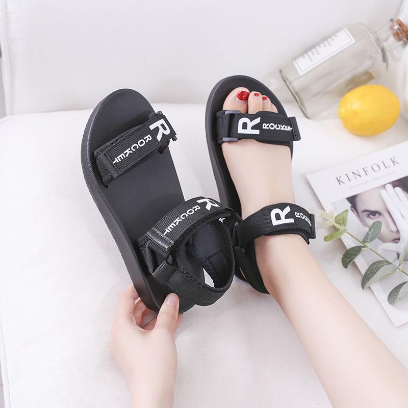 Sandals Female Sports 2020 Summer Velcro Korean Students Wear Wild Flat Beach Shoes Hugh Ins Tide