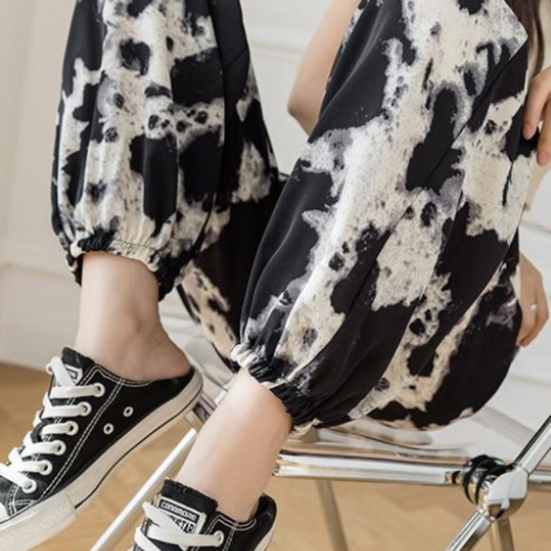 Summer Cool Ice Silk Pants New High Waist Bloomers Casual Harem Pants Ethnic Loose Plus Size Carrot Pants