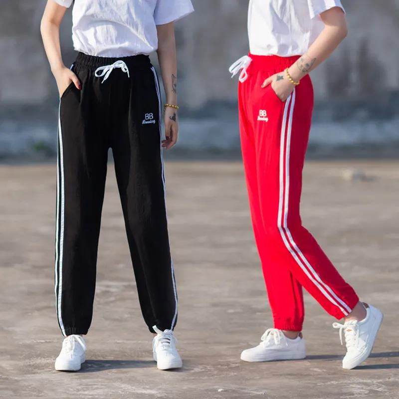 Sports Pants Women's Summer Thin Cotton Beam Feet Students Loose and Thin Korean Ins Tide Ice Silk Leisure