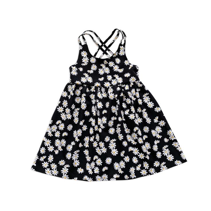Children Dress Spring Summer Sling Kids Clothing  Baby Girls Clothing Broken Flowers Sleeveless Dress Girl