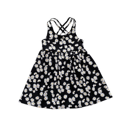 Children Dress Spring Summer Sling Kids Clothing  Baby Girls Clothing Broken Flowers Sleeveless Dress Girl
