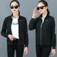 Women's Short Jacket Coat Spring and Autumn Ladies Stand Collar Printed Top Casual Jacket Zipper Sweatshirt