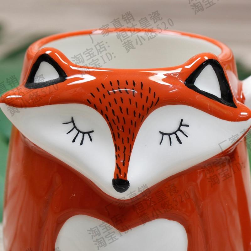 500ML Ceramic Creative Coffee Cup Cute Animal 3D Fox Large Capacity Cartoon Breakfast Milk Drinking Mugs and Cups