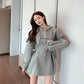 Women's Spring and Autumn Large Size Hooded Sweater Mid-Length Lace-Up Design Top Long Sleeve Pullover Sweater Dress