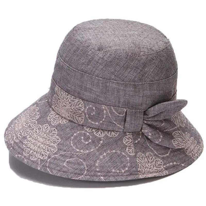 Women's Cotton Bucket Hat Rose Flower Bow Sunscreen Sun Hat Spring Adjustable Hat Breathable Vintage Fisherman Hat Basin Hat