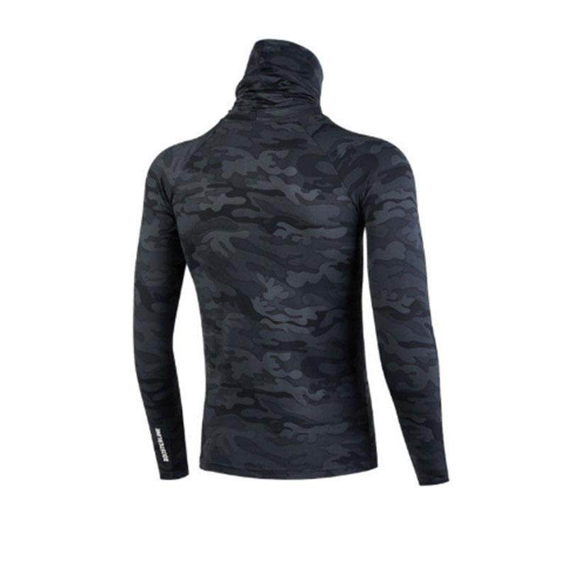 Men's Quick-drying Clothes Running Training Fitness Stretch Top Tide Brand Self-cultivation High-neck Long-sleeved T-shirt Showing Muscle Clothes