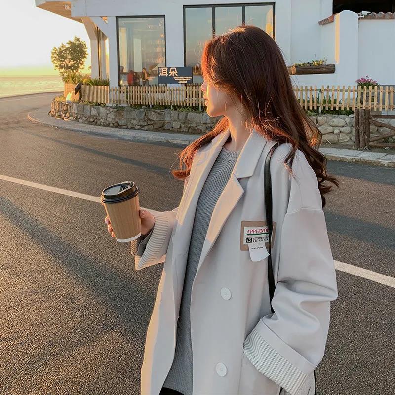 Suit Jacket Women Spring and Autumn Loose Suit Jacket Ladies Casual Loose Long-sleeved Warm Jacket Temperament Elegant Blazer