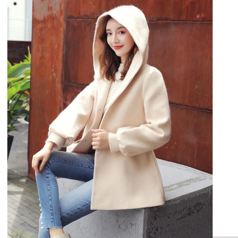 Autumn and Winter Mid-length Style Hooded Sweater Loose Cardigan Thick Long Sleeve Coat Fashion