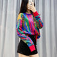 Autumn Winter Korean Knitwear Color Contrast Gradient Color Sweater Women Loose Round Neck Pullover Sweater All-match Soft Base Sweater Outer Wear