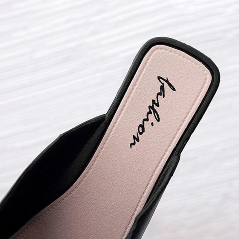 Slippers Sandals Women's Outer Wear Baotou Half Slippers Non-slip All-match Sandals and Slippers Square Head Thick Heel Sandals