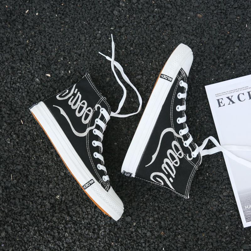 Men's shoes breathable wild cloth shoes men's casual board shoes embroidered high-top canvas shoes