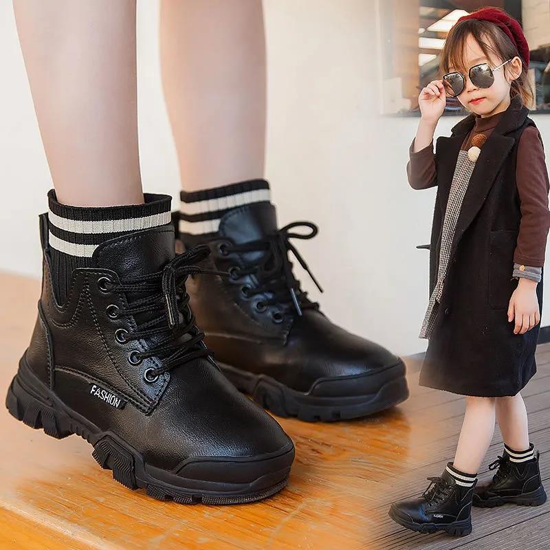 Girls Martin Boots Autumn Winter Plus Cashmere Children's Short Boots Autumn and Winter Plus Cashmere Girls Shoes