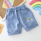 Children's Suit Summer Round Neck Short-sleeved T-shirt + Jeans Two-piece Sweet Rainbow Pattern Casual Suit