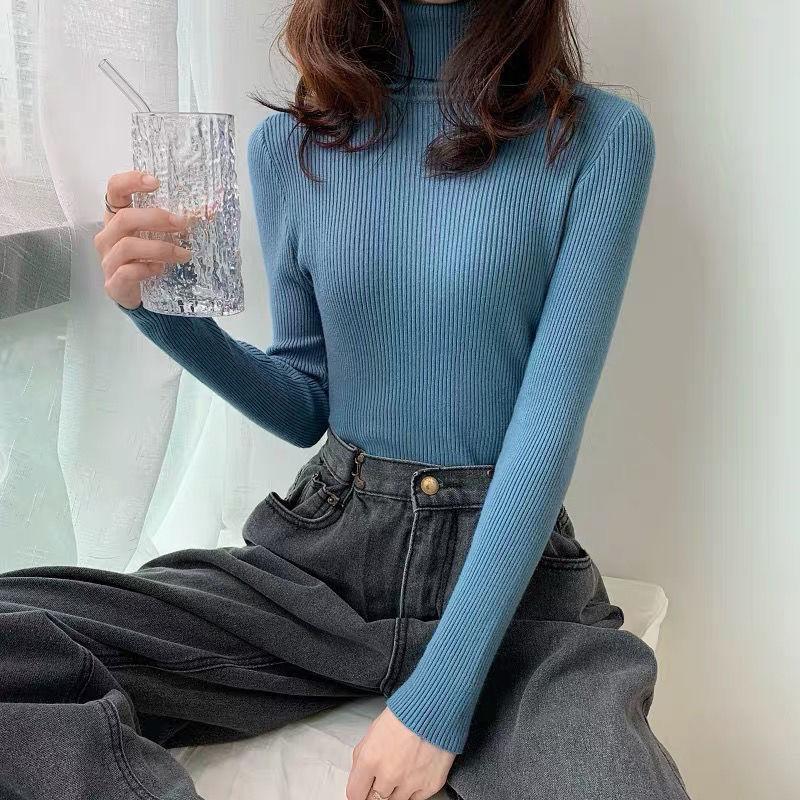 Women's Sweater Thickened Turtleneck Warm Autumn and Winter Knitted Women's Stretch Soft Pullover