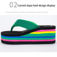 Flip-flops Women's Outer Wear Large Size Flip-flop Sandals and Slippers Non-slip Thick-soled Slope Heel Light and Comfortable Outer Wear High Heels