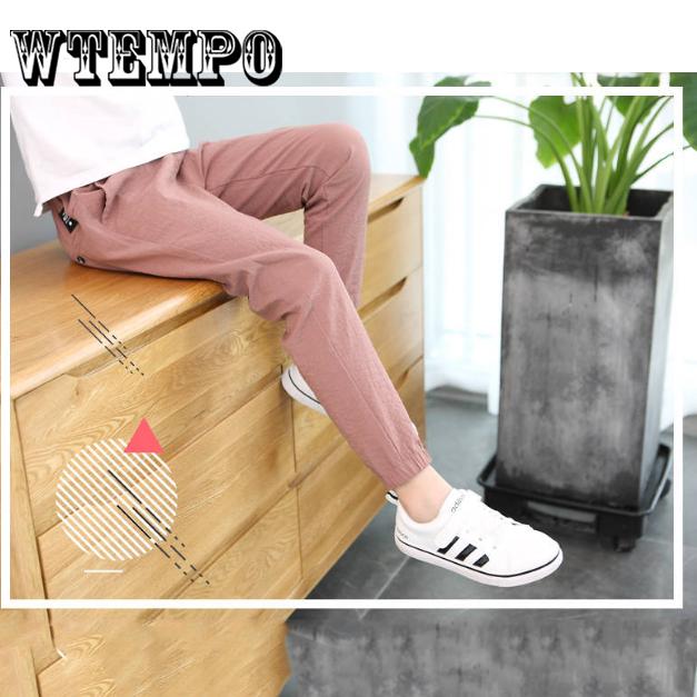 Brand Pants Kids Girls Spring Cotton Linen Long Pants Fashion Flower Bloomers Trousers