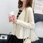 Spring and Autumn Knitted Cardigan Sweater College Style Short Loose Top Fashion Simple Female Jacket