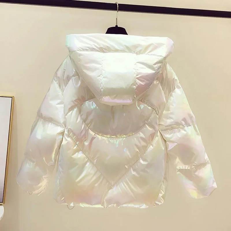 Colorful Shiny Face-free All-match Short Down Down Padded Jacket Winter Hooded Fashionable Bread Jacket