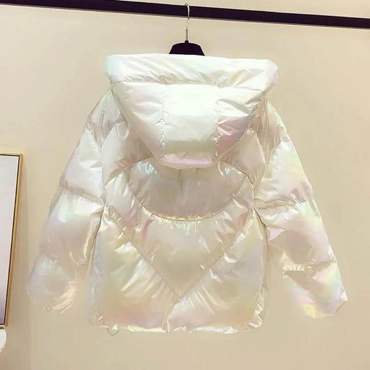Colorful Shiny Face-free All-match Short Down Down Padded Jacket Winter Hooded Fashionable Bread Jacket