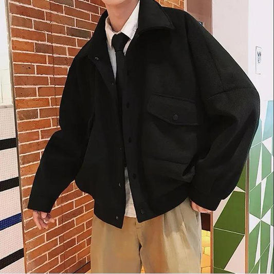Plush Wool Cardigan Men's Outer Short Top Thick Warm Long Sleeves Loose Casual Men's Cardigan Coat Comfortable and Breathable