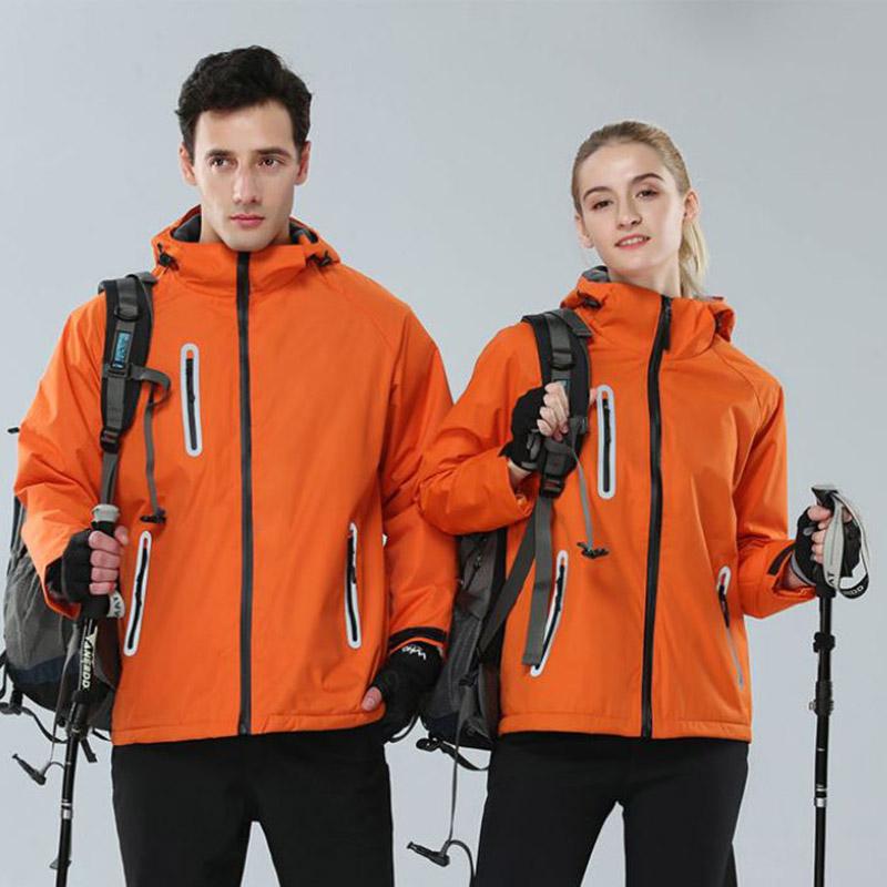 Winter Hooded Jackets Windproof Wearable Mountaineering Jacket Plus Fleece Thicken Warm Waterproof Ski Jacket Outdoor Sports