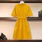 Women's Summer Temperament Was Thin Stitching Printed Shirt Mid-length Dress