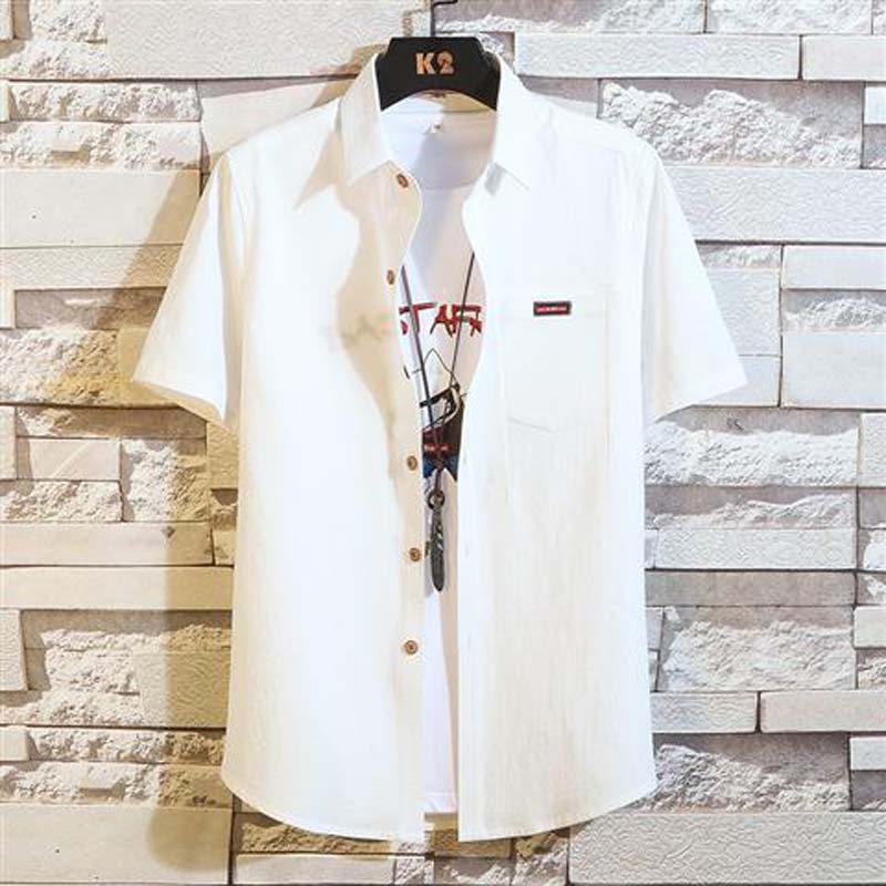 Men's Shirts Short-sleeved Summer Thin Casual Shirts Pure Cotton Trendy Slim Summer Shirt Jacket