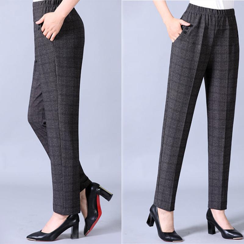Middle-aged and Elderly Women's Trousers Large Size Loose Straight Leg Pants Mother Elastic High Waist Casual Pants Grandma Stretch Trousers