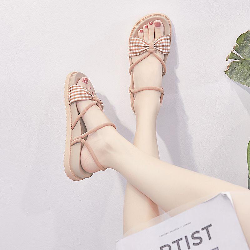 Female Summer Student Sandals Korean Fashion Outer Wear Non-slip Flat Shoes Small Fresh Roman Beach Shoes