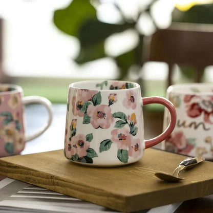 British Floral Ceramic Mug Breakfast Cup Couple Cup Milk Cup Breakfast Cup