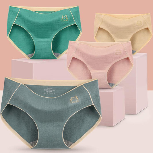 6Pcs/Set Solid Color Briefs Women's Large Size Panties Cotton Soft Breathable High Quality Underpants