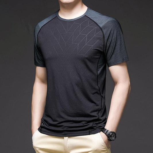 Ice Silk Men's Short-sleeved T-shirt Summer Business Travel Super Cool Clothes Office Quick-drying Ultra-light Youth T-shirt