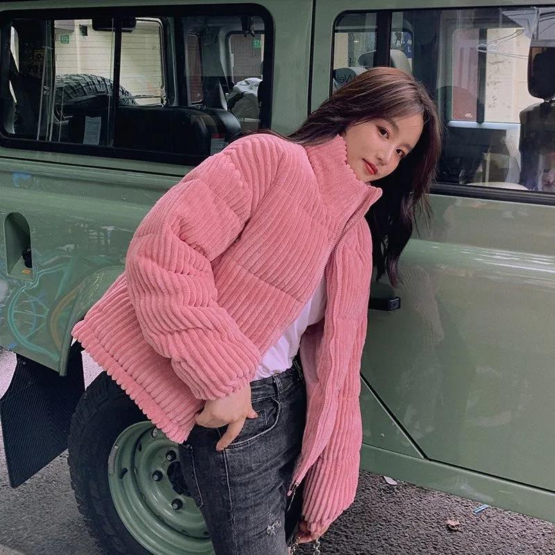 Corduroy Down Padded Jacket Women's Winter Thick Loose Cotton-padded Jacket Cotton-padded Jacket Short Bread Clothing Trend