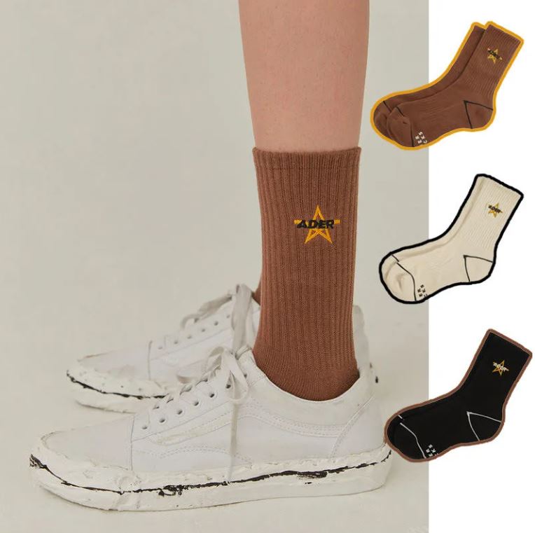 Two Pairs of Women's Stockings Five-pointed Star Embroidery All-match Fashion Sports Cotton Street Stockings