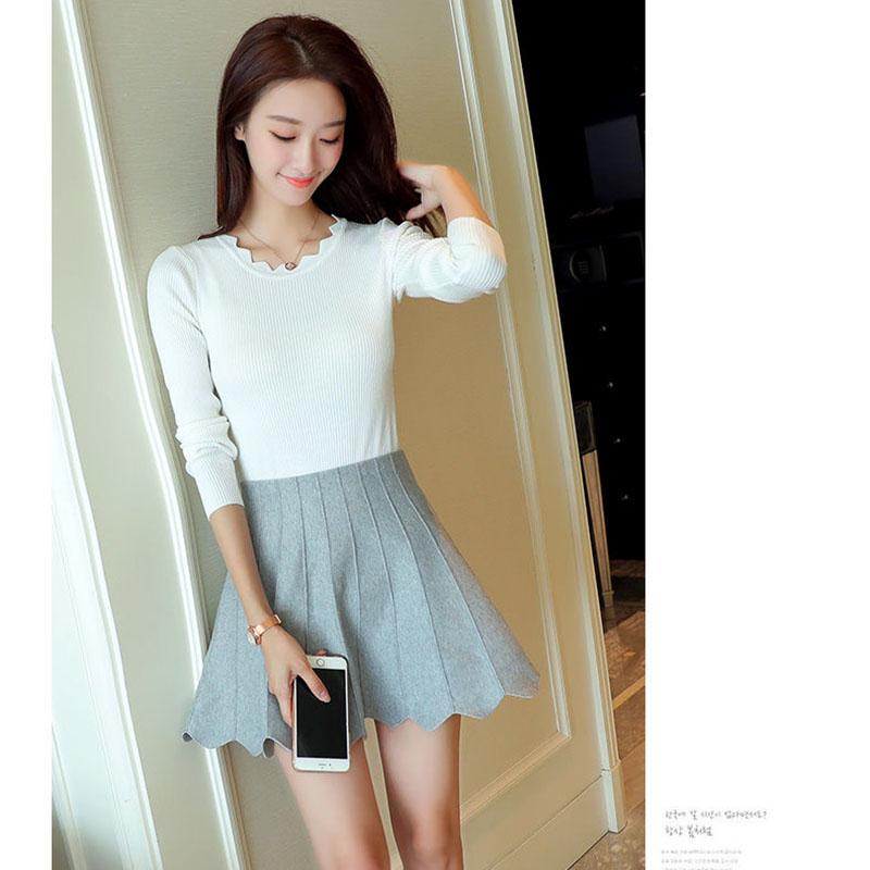 Autumn and Winter Round Neck Long-sleeved Sweater All-match Casual Knitted Bottoming Shirt Pure Color Simple Female Top